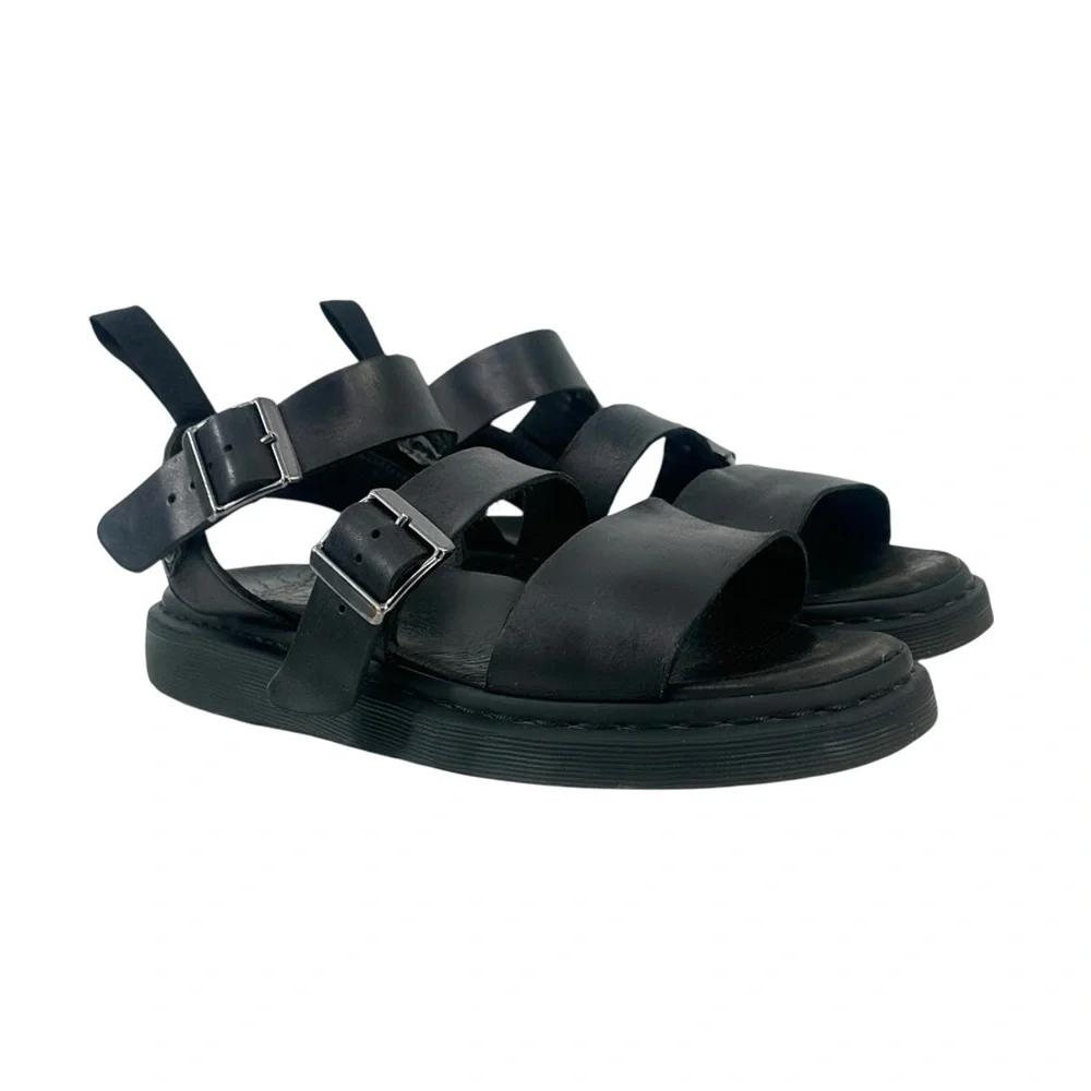 Dr. Martens Gryphon Black Leather Platform Sandals sz 10 Men’s